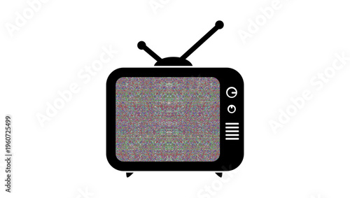 old tv white noise tv screen, flat vector color illustration
