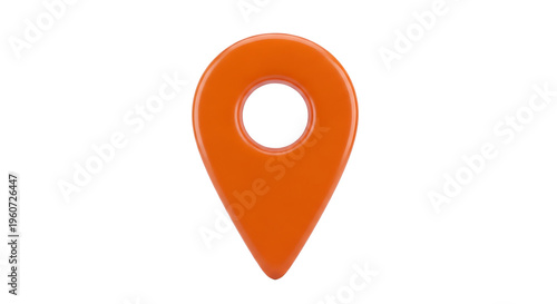 Orange map pin icon with a hole PNG isolated on transparent background. ai generated