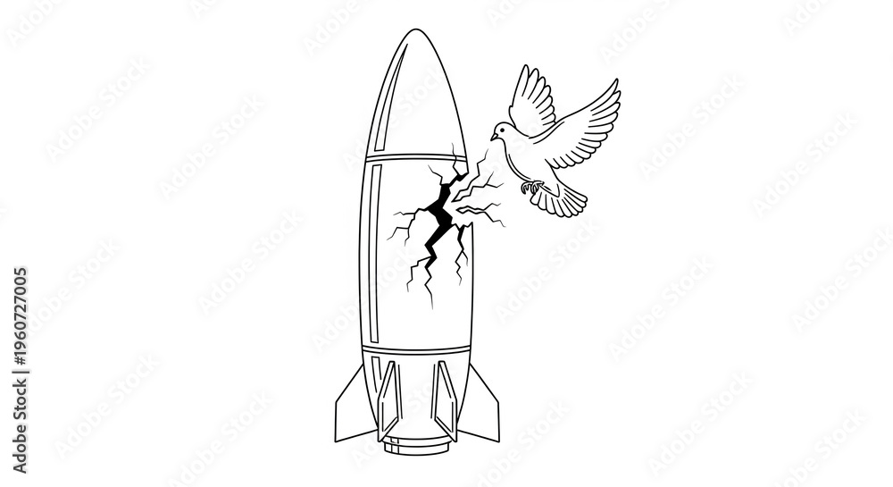 Fototapeta premium Broken Missile Minimal Line Illustration
