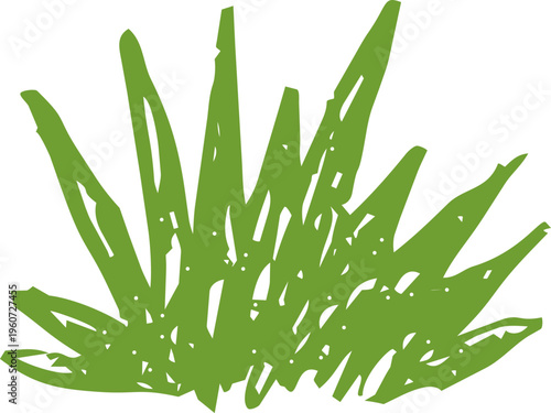 Crayon grass, childlike illustration, green scribble chalk texture. Nature lawn, field, spring, summer.