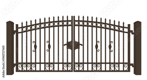 Brown metal gate with star design.