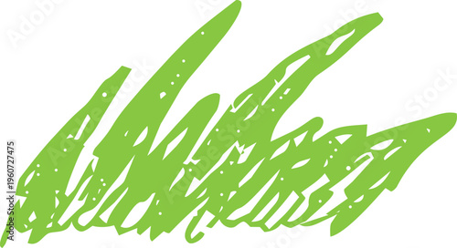 Crayon grass, childlike illustration, green scribble chalk texture. Nature lawn, field, spring, summer.