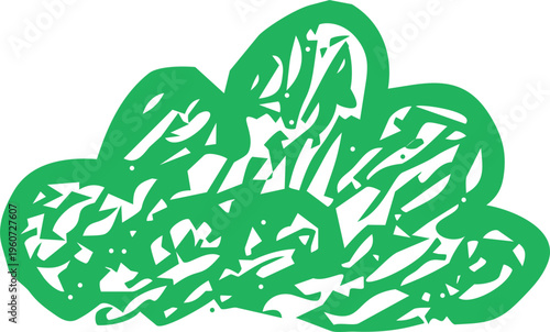 Crayon grass, childlike illustration, green scribble chalk texture. Nature lawn, field, spring, summer.