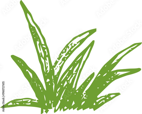 Crayon grass, childlike illustration, green scribble chalk texture. Nature lawn, field, spring, summer.