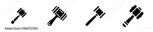 Elegant Justice: Black and White Gavel Icon