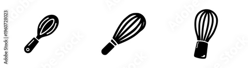 Elegant Whisk, Artful Silhouette, Bold Wire Design, Flat Icon