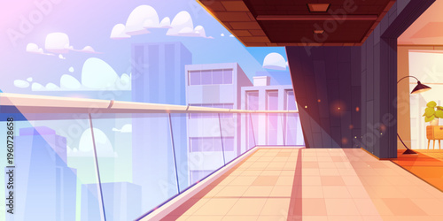 City hotel room balcony design vector background