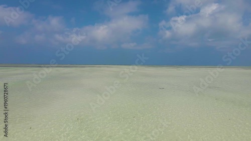 Drone flying low over paje beach zanzibar