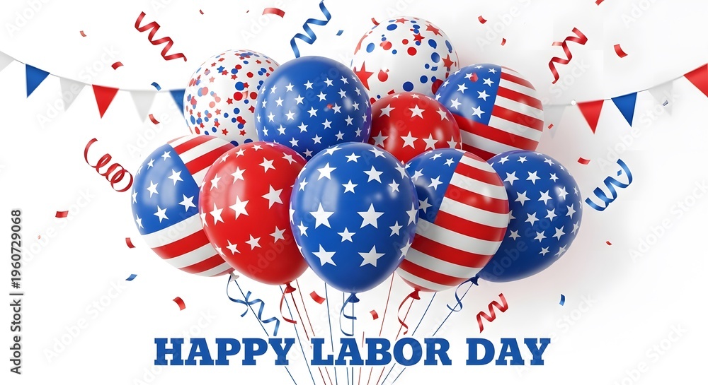 Obraz premium Happy labor day celebration with patriotic balloons
