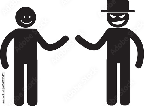 Trust and Deception Concept with Two People Icons