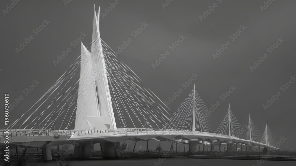 Fototapeta premium Spectacular cable-stayed bridge design showcasing sleek modern architecture and advanced engineering