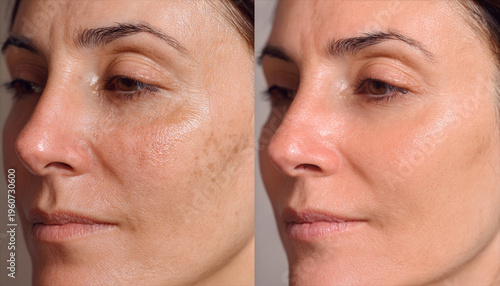 Laser skin peeling before and after results of facial rejuvenation treatment