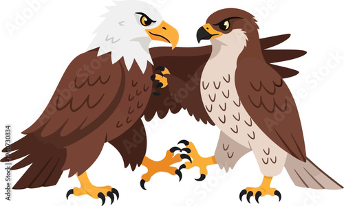 Eagle And Falcon Fighting Illustration