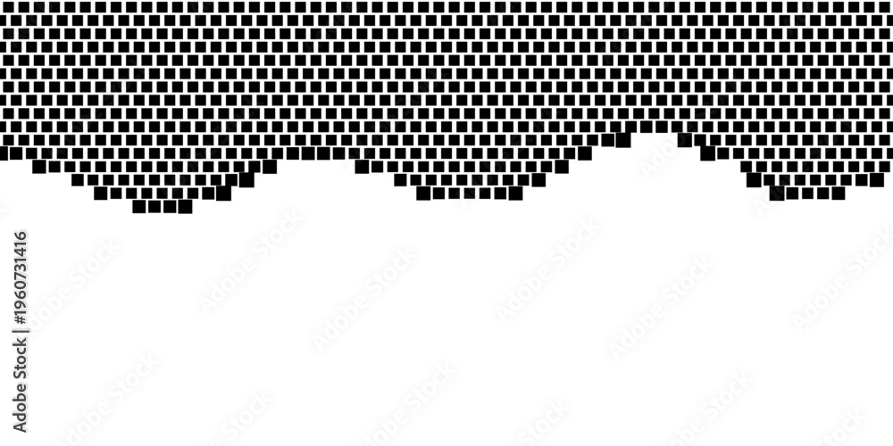 Fototapeta premium Abstract Black Square Halftone Wave Background with Pixelated Grid and White Copy Space