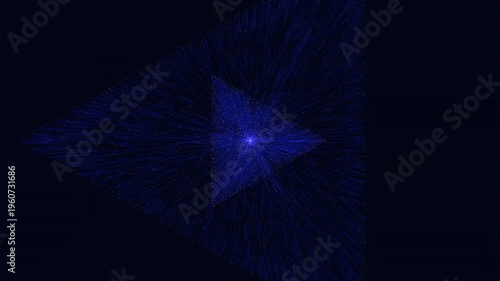 Blue starburst warp speed tunnel in deep space with glowing center light