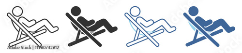 Person lounge chair relax sitting outline icon on transparent background