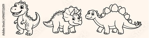Outline Vector Collection of Friendly Cartoon Dinosaurs for Kids