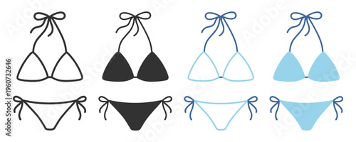 Bikini Swimwear Clothing Summer Fashion Flat Icon On Transparent Background