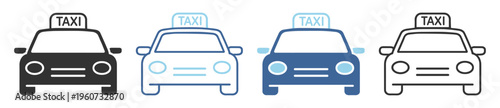 Taxi Vehicle Transport Front Line Icon On Transparent Background