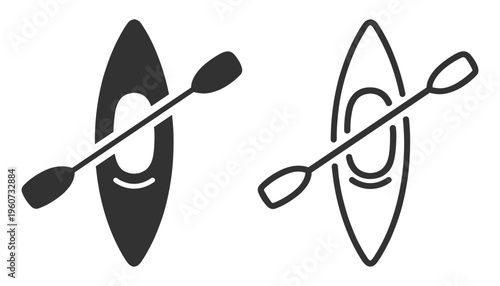 Kayak boat paddle sport recreation flat icon on transparent background