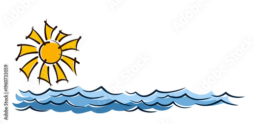 A seascape with bright sun.
