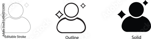 Shining User Avatar Line Icon. Verified Profile Shiny Icon "Community, Family, and Group People Icons – Vector Set