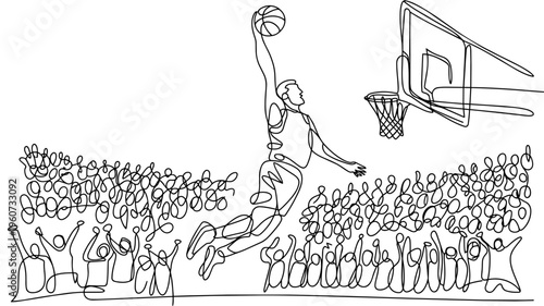 Basketball player dunk action line illustration sports dynamic movement sketch