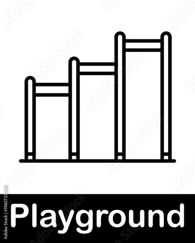 Parallel bars line icon representing playground fitness equipment, kids activity and outdoor exercise in minimal outline style