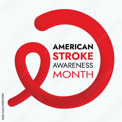 Clean modern vector illustration for American Stroke Month awareness campaign.Ideal for healthcare campaigns, medical posters, social media, and educational materials promoting stroke warning signs an
