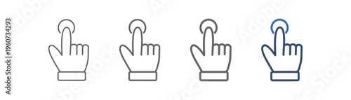 
outline icon set finger control with hand and button design