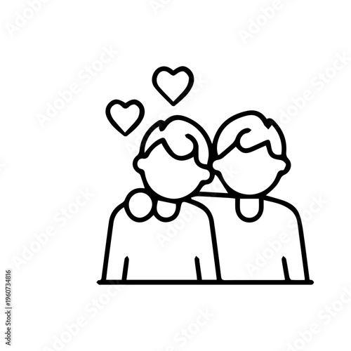 Couple embracing with hearts