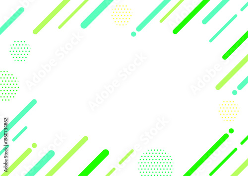 ナチュラルな緑の幾何学フレーム背景素材 A4サイズ A3サイズ 白銀比 透過