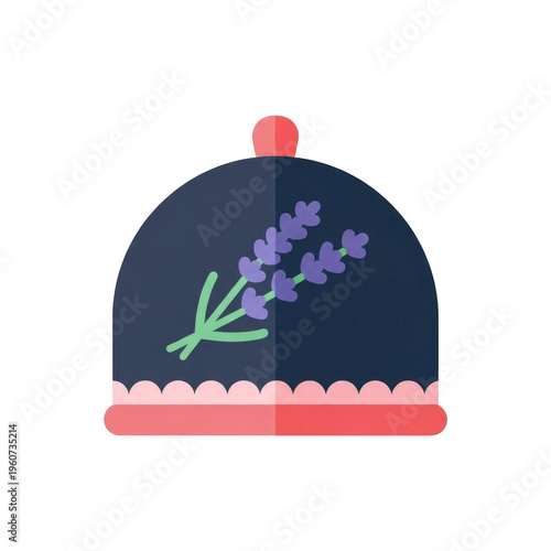 Lavender sprig under serving cloche