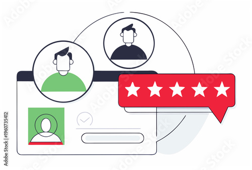 Customer reviews and ratings with user profile icons. Authentic UGC reviews concept. Vector illustration for website, application, and social media post