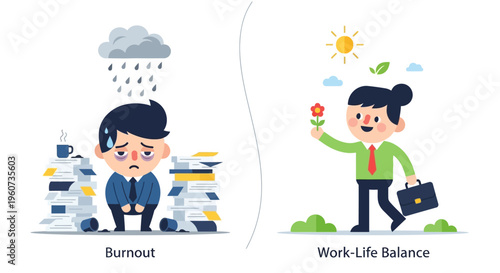 Understanding the significant contrast between overwhelming professional stress and achieving essential personal harmony for employee well-being