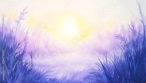 Dreamy Botanical Watercolor Background with Pastel Shades, Mauve and Cream, Soft Elegant Design