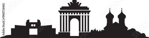 Silhouette skyline of russia kazan kremlin and kul sharif mosque in black vector illustration