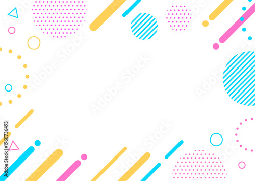 パステルカラーの幾何学フレーム背景素材 A4サイズ A3サイズ 白銀比 透過