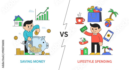Saving Money vs Lifestyle Spending A Visual Comparison of Financial Choices and Their Outcomes