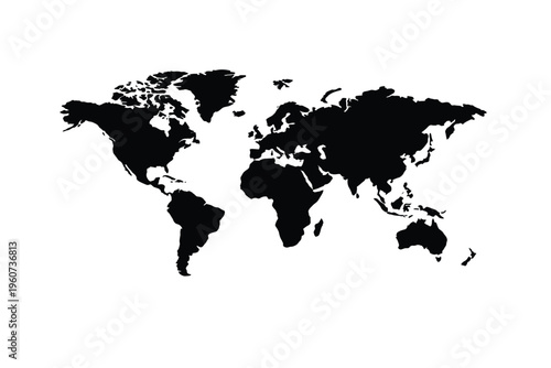 World Map Silhouette Vector Illustration for Global Business and Travel Designs