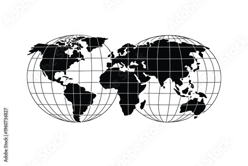 Minimalist World Map Silhouette with Grid Overlay for Global Business and Travel Designs
