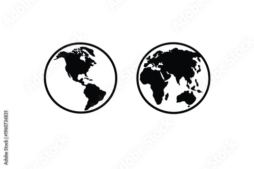 Black Silhouette Earth Globe Icons