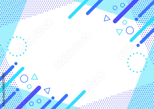 爽やかな青の幾何学フレーム背景素材 A4サイズ A3サイズ 白銀比 透過