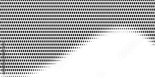Abstract Black Halftone Dot Wave Background with Bottom Gradient and Large White Copy Space