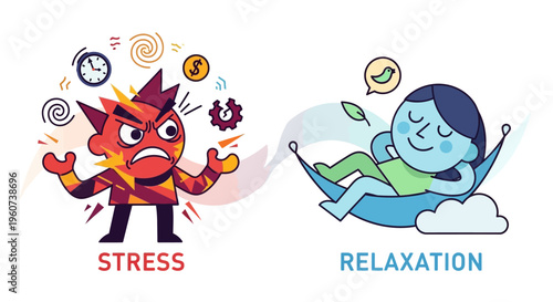Stress vs Relaxation A Visual Metaphor for Managing Tension and Finding Peace