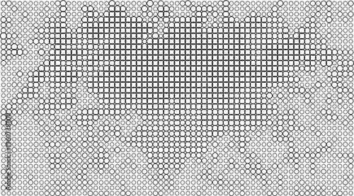 A black and white pixelated image of a heart