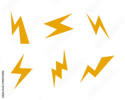 Yellow Lightning Bolt Icon Set Vector.eps