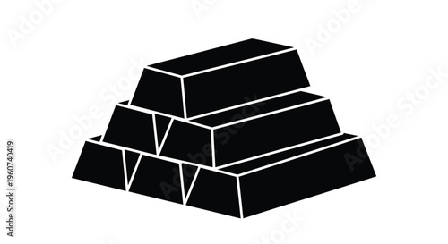 A stack of gold bars presented in a stark black silhouette