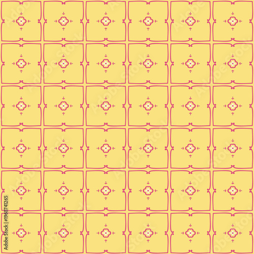 Yellow Retro Square Tile Graphic