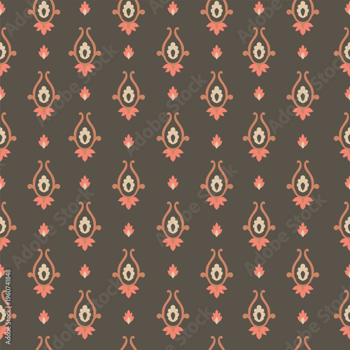 Dark Moody Folk Art Botanical Motif